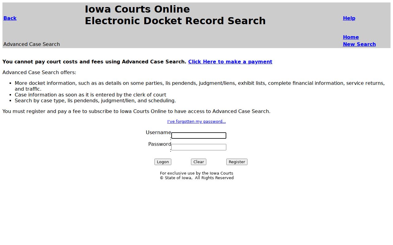 Howard County warrant search advanced login screen