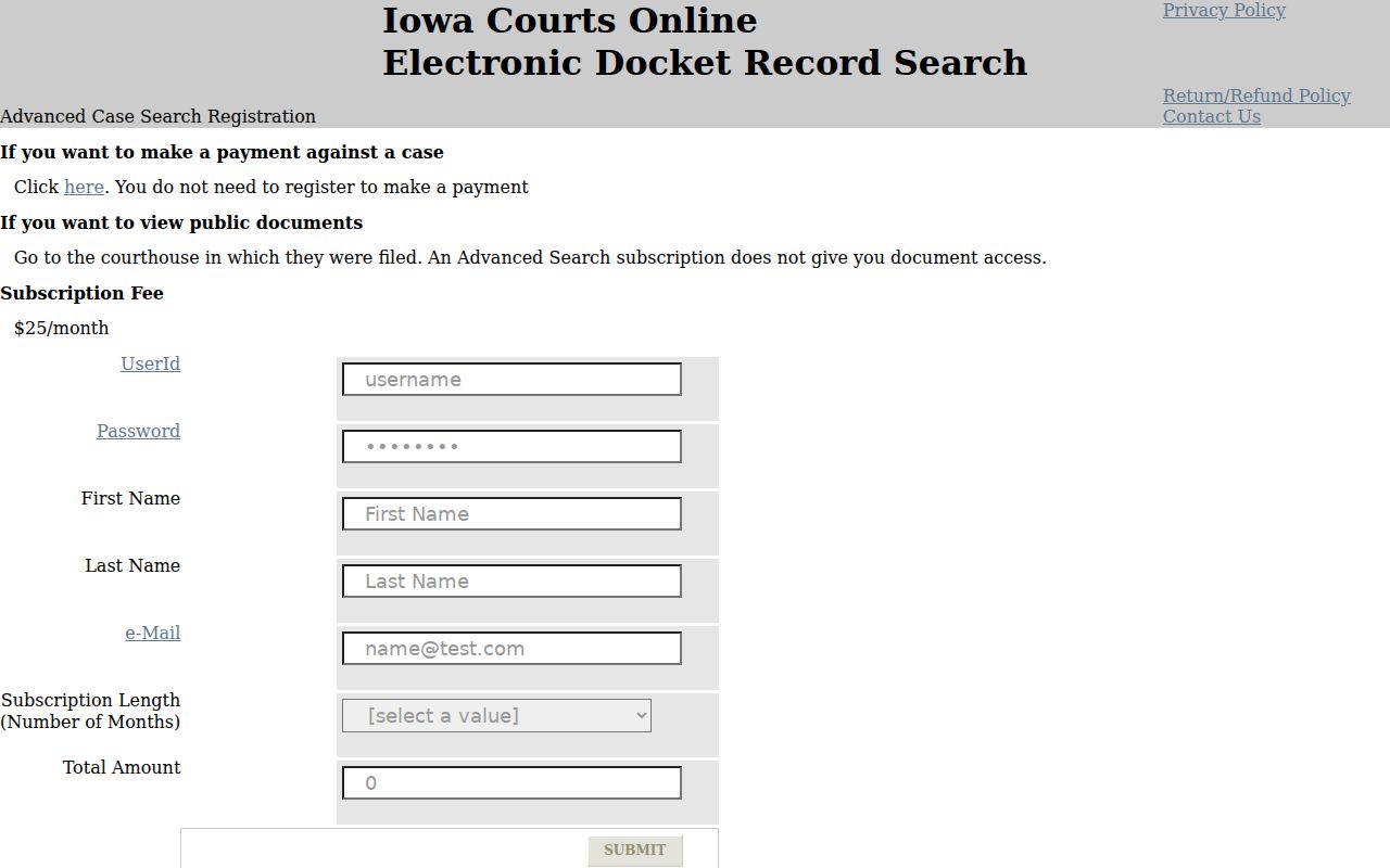 Howard County warrant records advanced registration fields