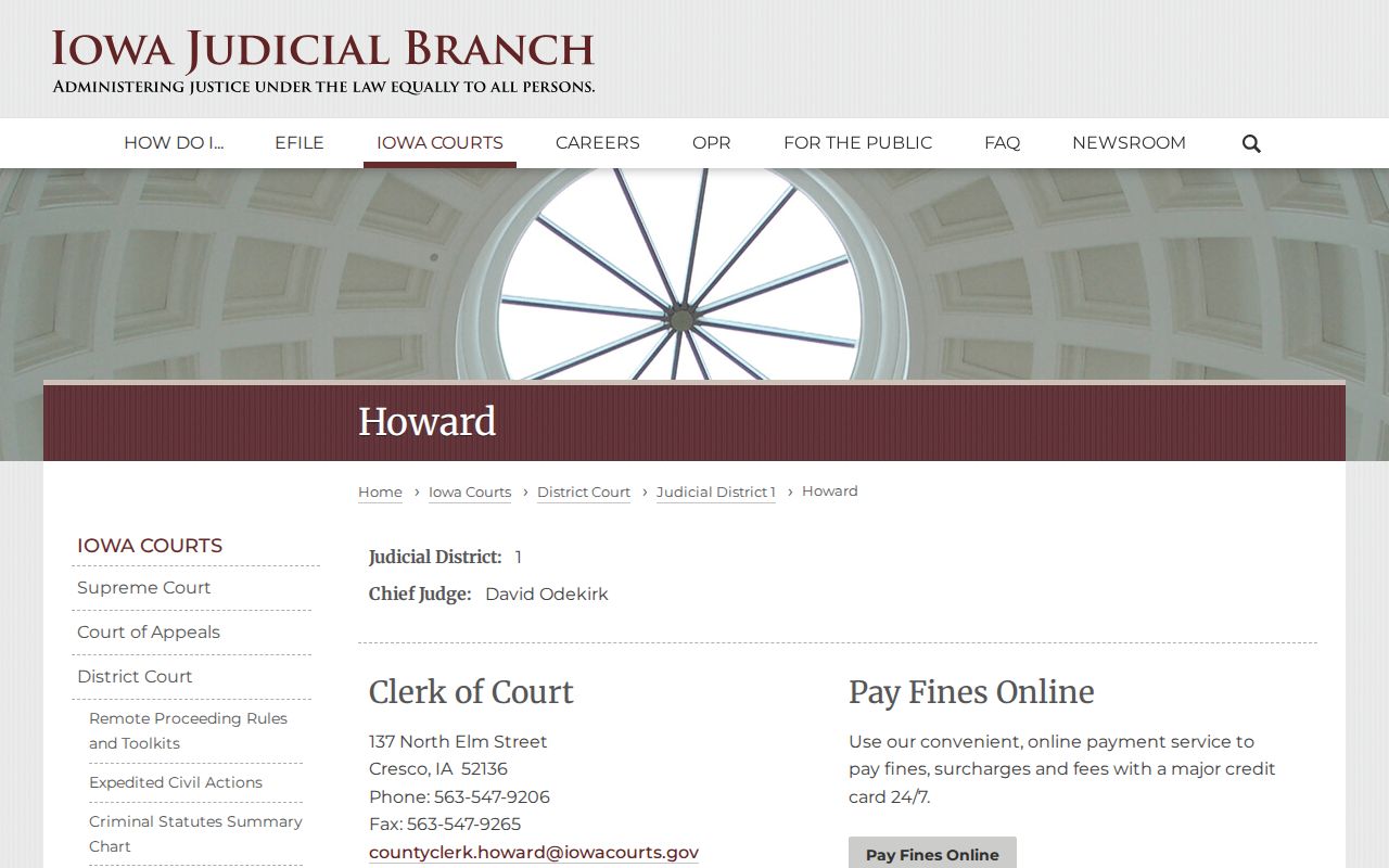 Howard County active warrant Clerk of Court contact