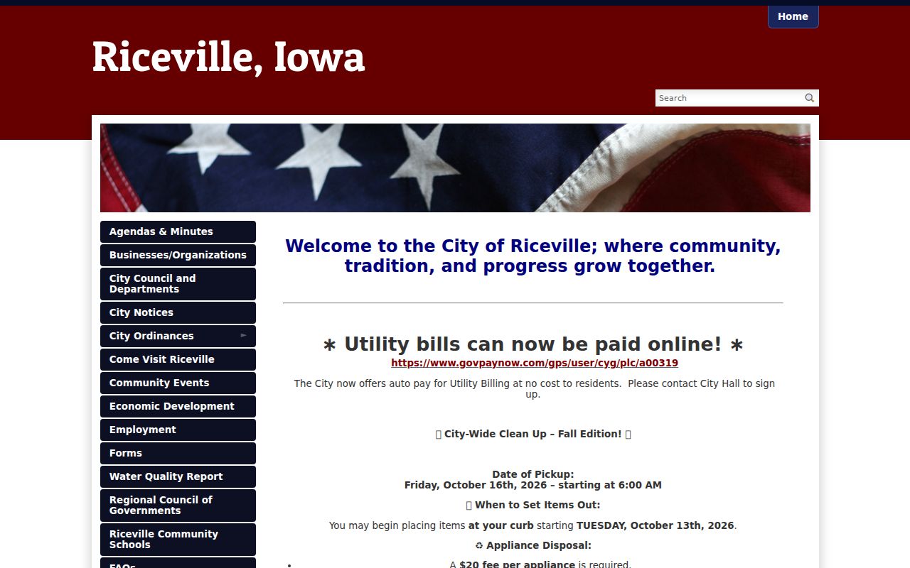 Riceville warrant records and City Hall service distinction